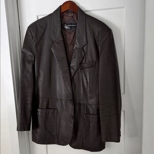 Vintage Members Only Brown Leather Blazer Size 42